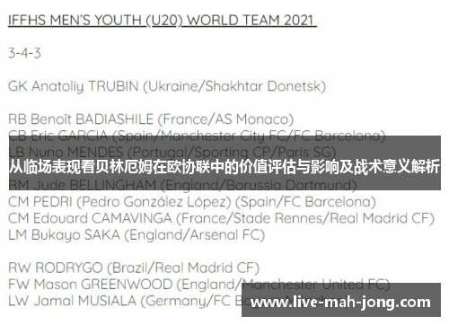 从临场表现看贝林厄姆在欧协联中的价值评估与影响及战术意义解析